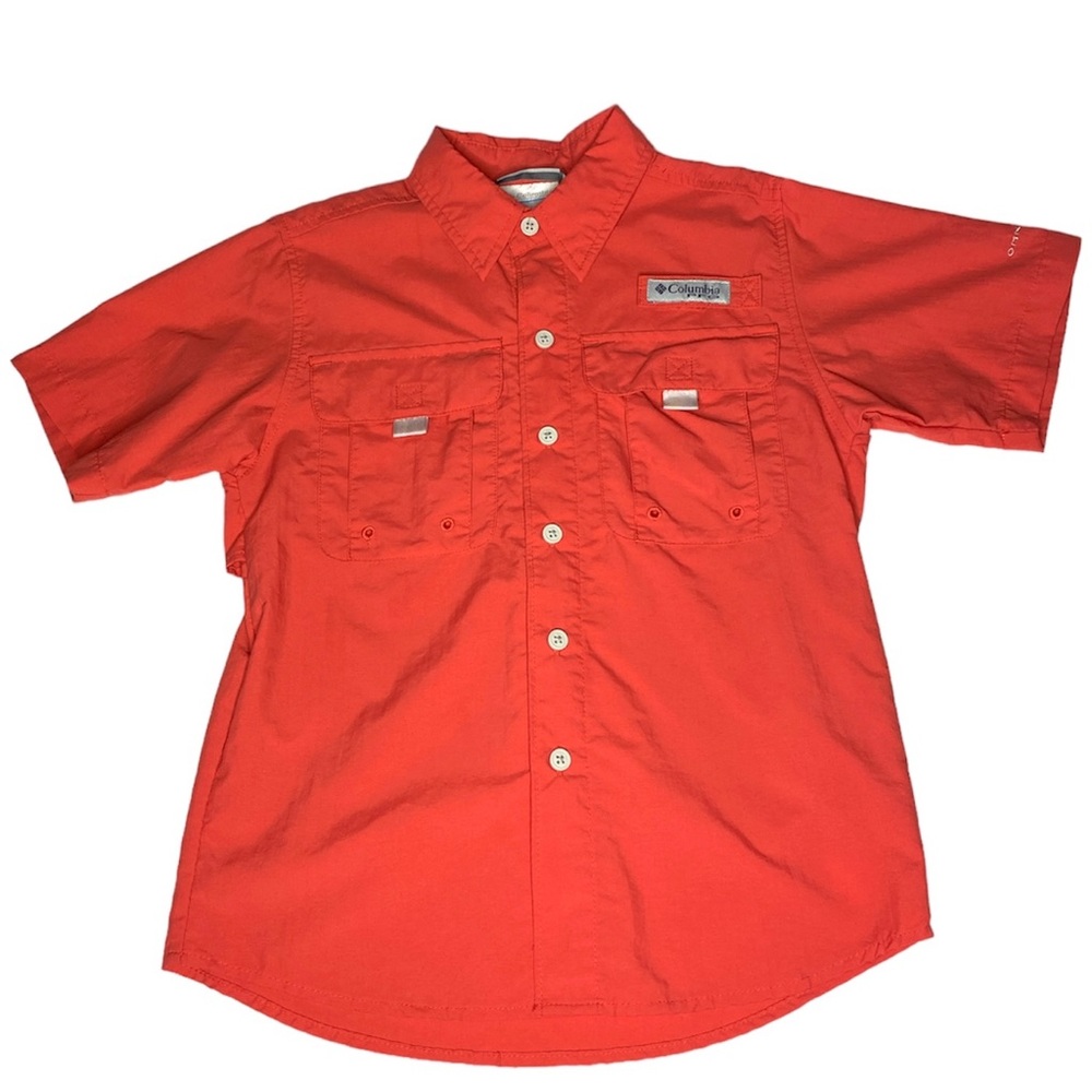 Columbia PFG Omni-Shade Vented Short Sleeve Button Up Pinkish Size Small (8)